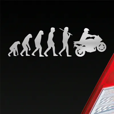 Produktbild von Auto Aufkleber Evolution Motorrad Mopped Bike 15x4,5 cm Silber Sticker Heckscheibenaufkleber