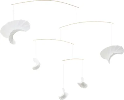 Produktbild von Flensted Mobiles Wellen 5 Mobile, handgefaltet, weiß, großes Design aus Kunststoff und Edelstahl