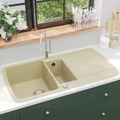 Produktbild von Design Granitspüle Doppelbecken Beige, Spülen 2024 Neu