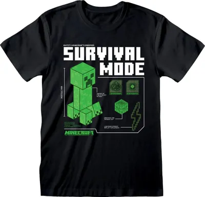 Produktbild von Minecraft - "Survival Mode" T-Shirt für Herren/Damen Uni HE3436 (XXL) (Schwarz)