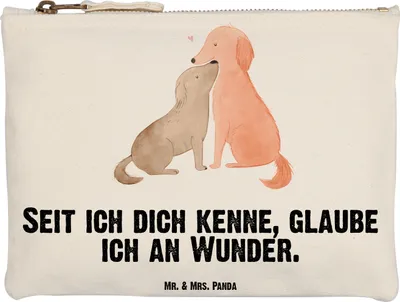 Produktbild von Mr. & Mrs. Panda Kulturbeutel Hunde Liebe Grösse XL Große - Weiß - Geschenk, Wunder, Herz, Pouch, Hund, Optimitisch, Kuss, Mäppchen, Kulturtasche, Federtasche, Sprüche
