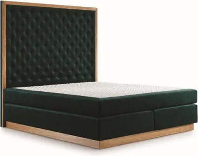 Produktbild von Casa Padrino Luxus Doppelbett Dunkelgrün / Naturfarben - Verschiedene Größen - Modernes Massivholz Bett mit Kopfteil - Moderne Schlafzimmer Möbel - Luxus Kollektion