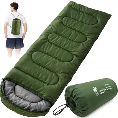 Produktbild von Mumien-Wanderschlafsack mit Kapuze 210x75 cm SUMMER CAMP grün + Bettdecke