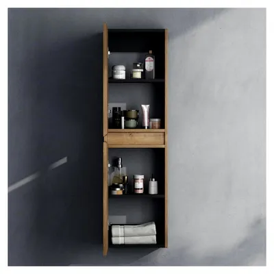 Produktbild von Hängender Badschrank Schmal Hochschrank Badezimmer Regal BxTxH ca. 35x20x120 cm in Kerneiche