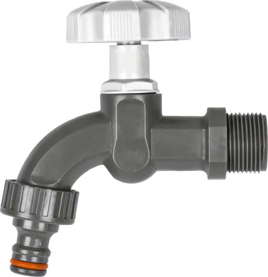 Produktbild von Bradas Wasserhahn Kunststoff grau für 3/4 Zoll Wandanschluss Schlauchadapter