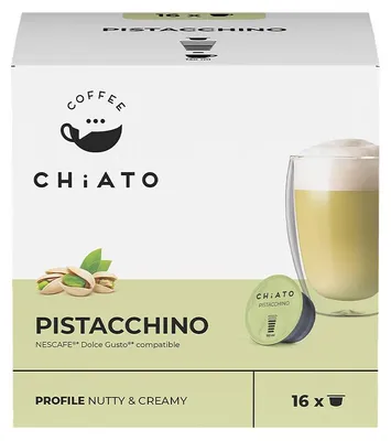 Obrázek produktu pro Kávové kapsle kompatibilní se systémem NESCAFÉ® Dolce Gusto®, příchuť CHiATO Pistacchino, 16 kusů.