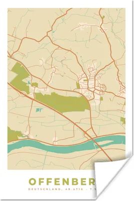 Produktbild von MuchoWow® Poster Jahrgang - Stadtplan - Offenberg - Karte 20x30 cm - Papierdruck