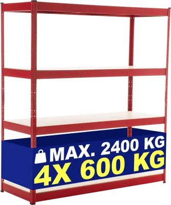 Produktbild von CLP Schwerlastregal 160x60x180 cm rot