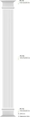 Produktbild von PRESTIGE DECOR Pilaster 2440x510x122mm Halbsäule Kunstharzputz weiß, Fassadenverkleidung außen Wandverkleidung innen Wandpfeiler (Komplettset 4, Schaftbreite 405mm)