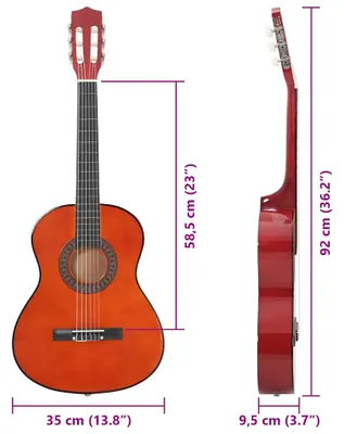 Immagine prodotto di Chitarra classica, corpo in frassino, lunghezza di 36 pollici, ideale per principianti, tastiera fino al 12° tasto, set completo con accessori