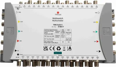 Produktbild von Triax TMS 5×32 C, 5 Eingänge, 32 Ausgänge, 950 - 2200 MHz, 5 - 862 MHz, 1.0, 2.0, RED