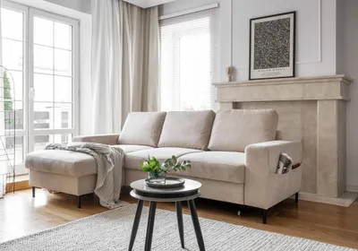 Produktbild von MIUFORM Lofty Lilly - Ecksofa mit Bettfunktion und Bettkasten L-FORM LINKS - 236x148cm - Beige - Sofa Schlafsofa Couch