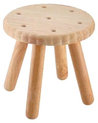 Produktbild von Massiver Holztritthocker mit 4 Beinen - Vielseitig einsetzbar als runder Kinderhocker für Garten und Innenräume, 26 cm hoch