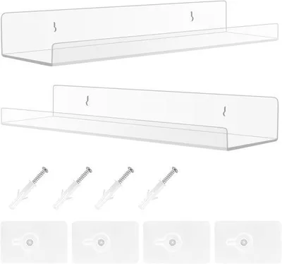 Productafbeelding van Famanu Wandplanken zonder boren - 2-delige set - Acryl