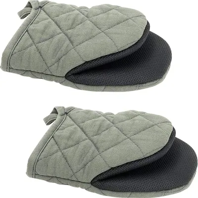Produktbild von 2 Stück Küchenhandschuhe, hitzebeständige, rutschfeste Neopren-Ofenhandschuhe zum Kochen, Grillen, Barbecue (grau)