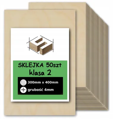 Immagine prodotto di Pannelli rettangolari in compensato di betulla grezzo – taglio e incisione laser, fresatura CNC, modellismo, traforo, pirografia, découpage, pittura e fai da te – qualità 2 – 30 × 40 cm (300 × 400 mm) – 4 mm – 50 pezzi