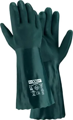 Productafbeelding van 12 paar chemisch resistente handschoenen, PVC, groen, maat 10