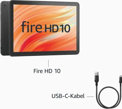 Amazon Fire HD 10 64GB, Wi-Fi, 10,1 Zoll - Schwarz mit Werbung 13. Generation