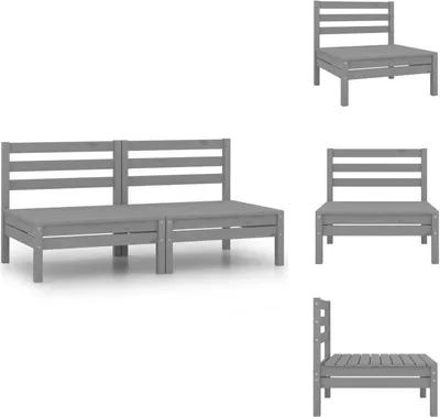Produktbild von vidaXL Garten-Mittelsofas 2 Stk. Grau Kiefer Massivholz -  Gartenmöbel-Sets
