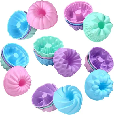 Obrázok produktu pre 24 balení silikónových foriem na pečenie donutov formy na muffiny cupcake chlieb vajcia dezert cookie - vhodné do umývačky riadu a odolné voči teplu do 230 °C