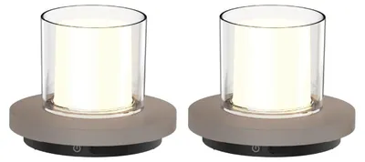 Produktbild von Luxus Europe - Tischlampe Solar Coco - 2er-Set Taupe - Kabellose LED-Solar-Tisch- & Hängelampe für den Außenbereich – Solarbetrieben & USB-C wiederaufladbar