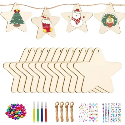 Immagine prodotto di Set per creare decorazioni natalizie in legno, 36 pezzi con accessori, ideale per bambini