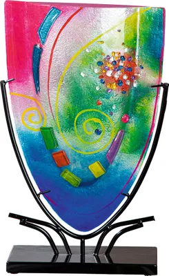 Produktbild von Casablanca by Gilde Vase oval Cool blau, pink H. 49 cm, 59285