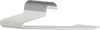 Zdjęcie produktu dla Wieszaki na spodnie Relaxdays, zestaw 20 sztuk, wieszaki antypoślizgowe, zajmujące mało miejsca, wymiary: 17,5 x 35 x 0,5 cm, wieszaki na garnitury, białe