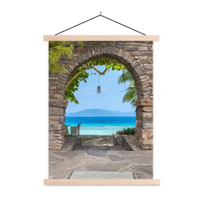 Produktbild von MuchoWow® Textilposter Strand - Meer - Tropisch - Sommer - Aussicht 60x80 cm mit holzfarbenen Rahmen - Wandbild