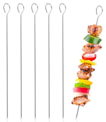 Zdjęcie produktu dla Szaszłyki ze stali nierdzewnej - 35 cm - zestaw 6 sztuk