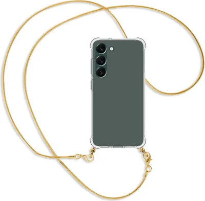 Produktbild von Handykette Backcover-Schutzhülle mit Band (Metall goldfarben) für Samsung Galaxy S23 Plus - goldfarbene Snake-Kette