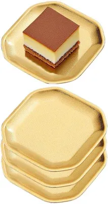Obrázek produktu pro Stříbrné čtvercové servírovací misky, 12 x 12 cm, sada 4 ks, zlaté, na předkrmy, dezerty, dorty, saláty a sushi