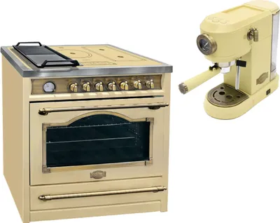 Produktbild von Kaiser Empire Retro  Elektro Standherd mit Induktionskochfeld 90 cm HC 93655 IElfEm+Kaffeemaschine Kaiser KA 2005 ElfEm EMPIRE