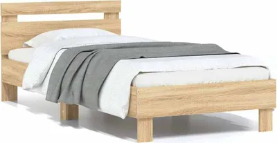 Produktbild von vidaXL Bettgestell ohne Matratze mit Kopfteil Sonoma-Eiche 75x190 cm