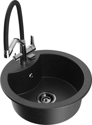 Produktbild von Mexen Diego 1-Becken-Granitspüle mit Mischbatterie Duo, Schwarz/Silbermetallic - 6512-73-671701-07-B