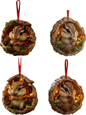 Produktbild von Weihnachtsbaumschmuck mit Waldtieren, 2D-Acryl-Waldtiere zum Aufhängen, Geschenk für Naturliebhaber