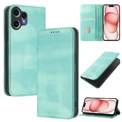 Produktbild von Handyhülle für Nothing CMF Phone 2 Pro, Vintage Leder RFID Schutz Kartenfach Standfunktion Magnetische Klapphülle Türkis