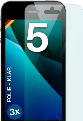 Produktbild von moex® 3x Schutzfolie kompatibel mit Apple iPhone 5 - Displayschutzfolie dünn Folie, Klar