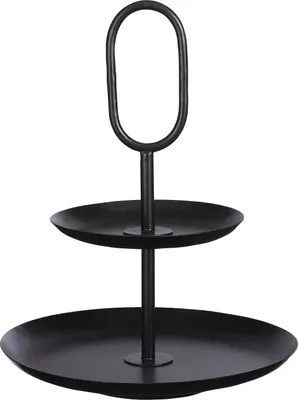 Produktbild von Mica Decorations Rama Etagère 2-stöckig - H36 x Ø28 cm - Metall - Schwarz