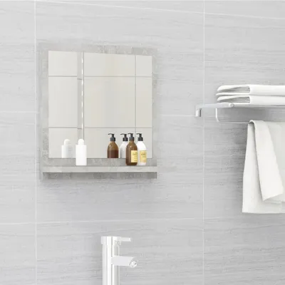 Image de vidaXL Miroir de salle de bain gris béton 40x10,5x37 cm Bois composite - Miroir - Miroir de salle de bain - Miroir de salle de bain