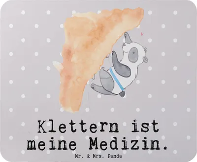 Produktbild von Mr. & Mrs. Panda Mauspad Panda Klettern - Grau Pastell - Geschenk, pc mousepad, Bouldern, mousematte, Klettersport, mausteppich, Kletterhalle, Mouse Pad
