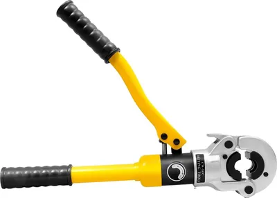 Obrázek produktu pro Hydraulické lisovací kleště – lisovací kleště na trubky PEX – 4 lisovací čelisti – pro hliníkové kompozitní trubky – s přepravním kufrem – žluté