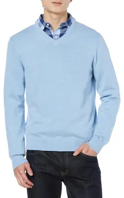 Produktbild von A. Essentials Herren V-Ausschnitt Pullover aus Baumwolle, Normale Passform,