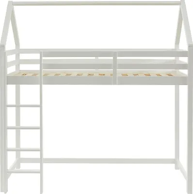 Produktbild von Hochparterre-Hausbett 90 x 190 cm - Kiefer massiv - Weiß - TARZIA