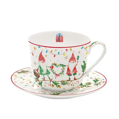 Produktbild von Tasse mit Untertasse READY FOR CHRISTMAS WICHTEL 400ml in Geschenkbox Easy Life