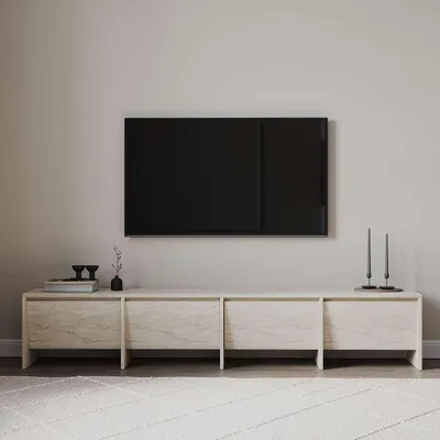 Obrázok produktu pre Skye Decor, kvalitný TV stolík, travertín, 180 x 40 x 35 cm | 100 % melamínom potiahnutá drevotriesková doska, hrúbka 18 mm | Moderný, elegantný štýl pre váš domov.
