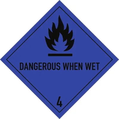Produktbild von Gefahrzettel Klasse 4.3 Text DANGEROUS...,Folie, 100x100 mm, 1000 Stück/Rolle