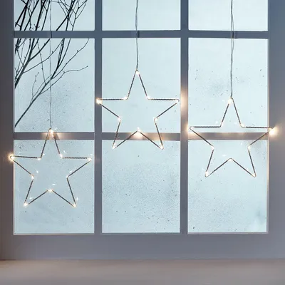 LED-Sterrengordijn 90 cm, 3 Osby Sterne, warmweiß, Timer