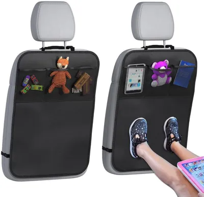 Produktbild von 2x Autositzschutz Rückenlehne – Kickschutz mit Taschen Wasserdicht Schwarz