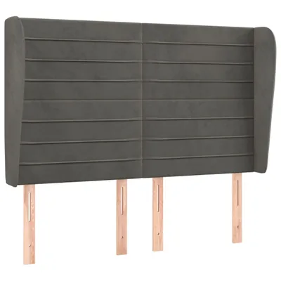 Produktbild von vidaXL Kopfteil mit Ohren Dunkelgrau 147x23x118/128 cm Samt